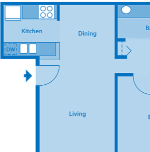 Sycamore Creek 1 Bedroom Floor Plan